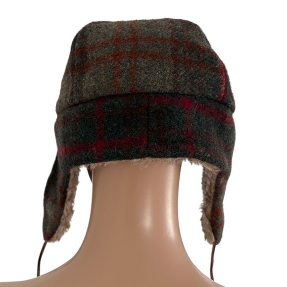 VTG  Eddie Bauer Wool Plaid Trapper Hat As Seen On TV Grumpy Old Men Style 90s - Picture 3 of 11